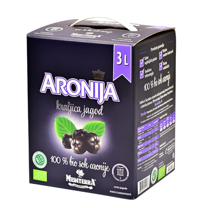 Premium 100% Natural Aronia Berry Juice In 3L (102 fl.oz.) Vakuum Bag Box