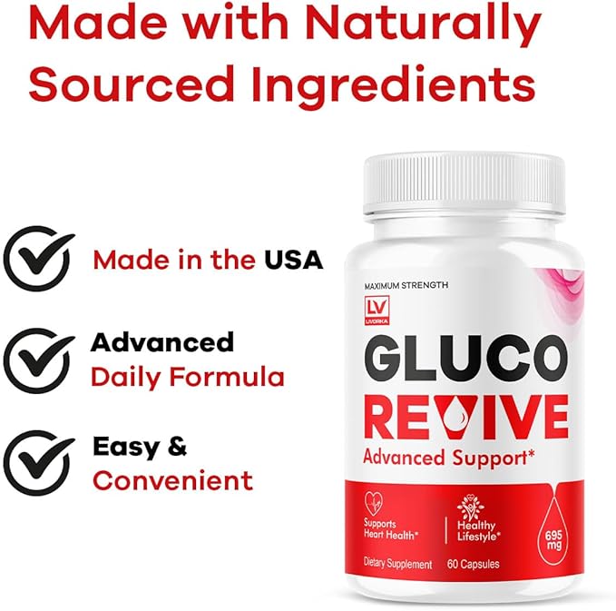 (2 Pack) Gluco Revive Capsules - Official GlucoRevive Advanced Formula Support Pills - Maximum Strength Natural Gluco Revive Vitamins for Overall Health &amp Wellness Reviews 120 Capsules for 2 Mon