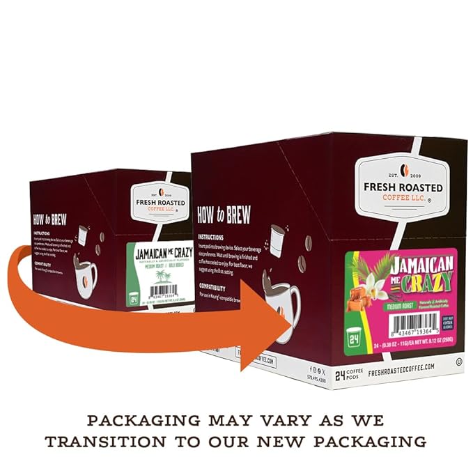 Fresh Roasted Coffee Jamaican Me Crazy Flavored Coffee Pods 72 Count
