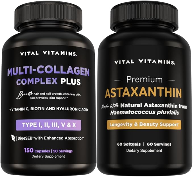 Vital Vitamins Multi-Collagen Plus 150 ct + Astaxanthin 60 ct