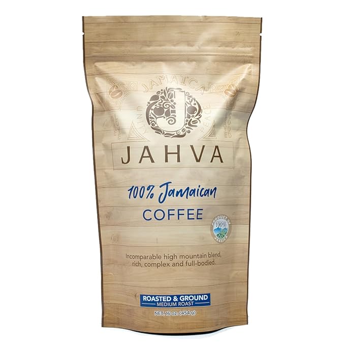 Jahva 100% Jamaican Coffee Medium Roasted and Ground from Jamaica (16oz.)