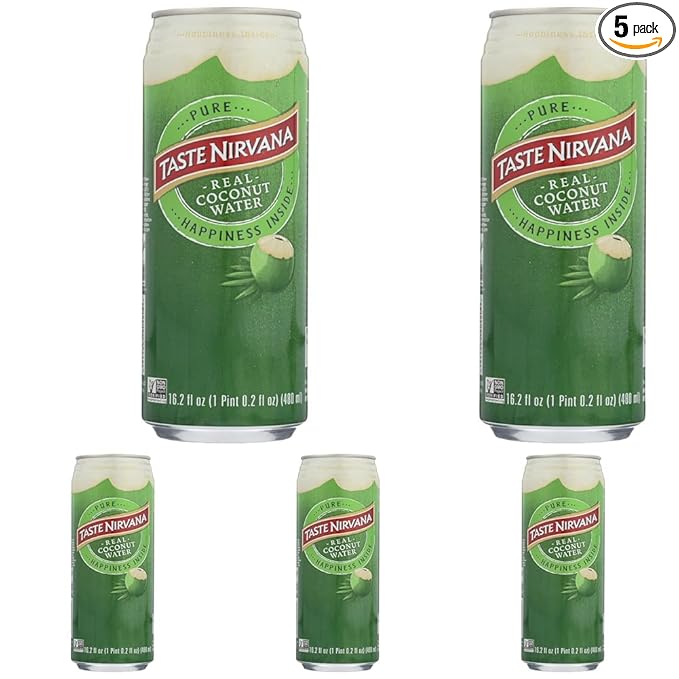 Taste Nirvana Real Coconut Water Coco Real Premium Coconut Water 16.2 Ounce Can (Pack of 5)