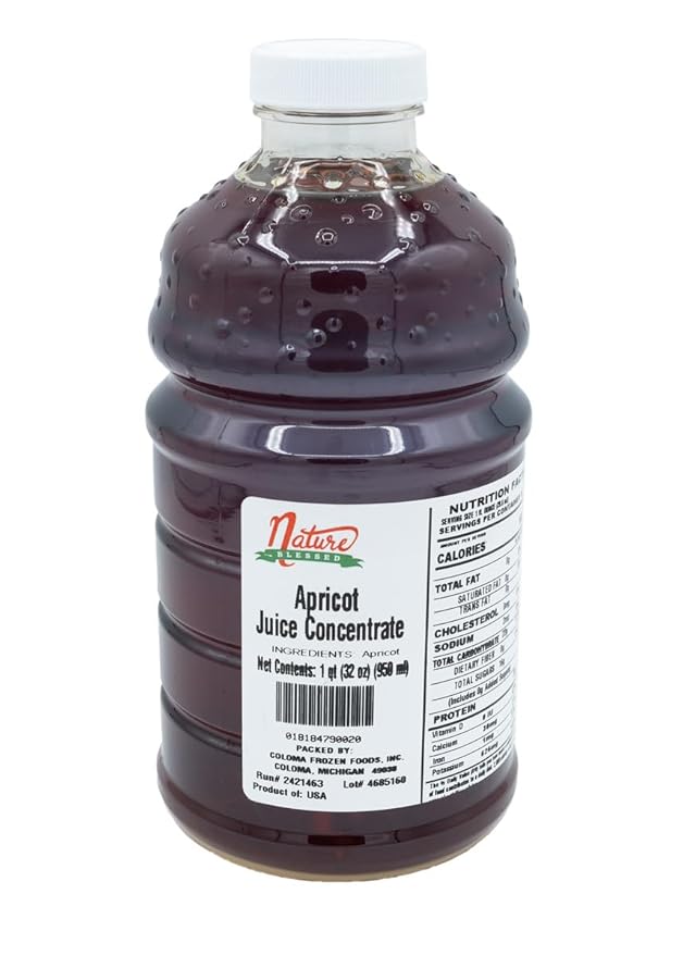 Nature Blessed 100% Pure Apricot Fruit Juice Concentrate - 1 Quart (1/32 fl oz bottle) Applications: Home Wine Making Brewing Distilling Smoothies Mead