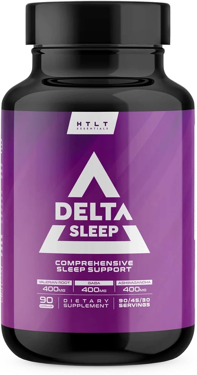 Delta Sleep by HTLT | Comprehensive Sleep Supplement with Ashwagandha Melatonin 5-HTP &amp GABA | L-Theanine &amp Magnesium Glycinate to Maintain GABA Levels | Valerian Root for Sleep (90 Capsul
