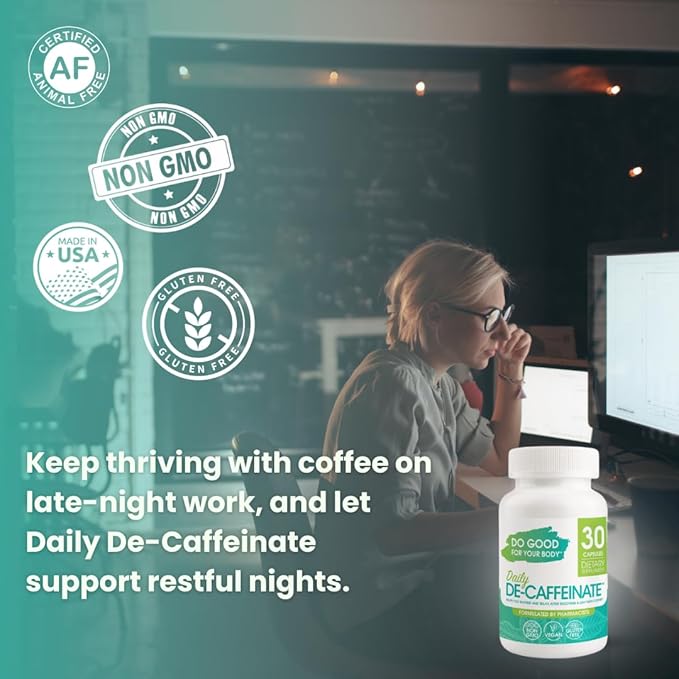 Daily De-Caffeinate for Coffee Lovers – Rutaecarpine Supplement for Relaxation After Caffeine – Non-Melatonin Non-Addictive Evening Formula 30 Capsules (Pack of 2)