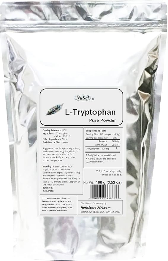 Pure L-Tryptophan Powder (227 gram (8.0 Ounce))