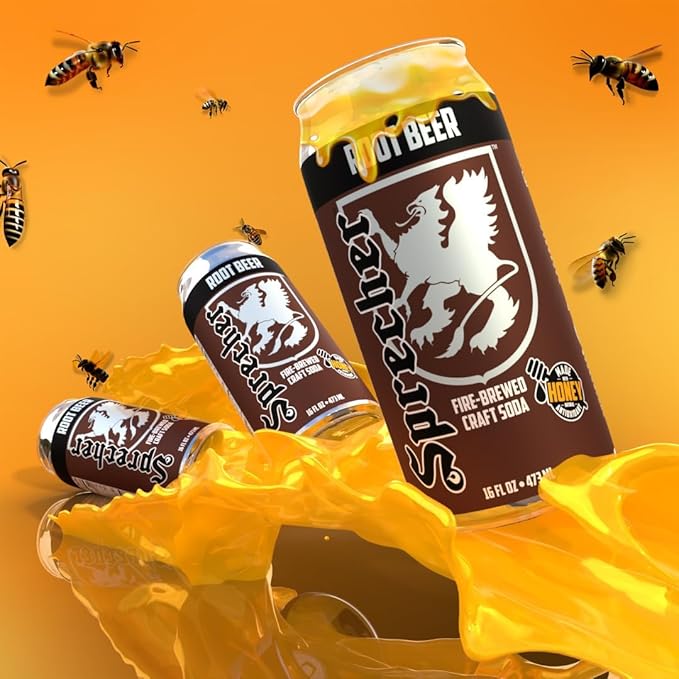 Sprecher Root Beer and Orange Dream Soda Bundle Pack Fire-Brewed Craft Soda with Real Honey Caffeine Free Gluten Free 16 fl oz Cans 12+12 Pack (24 Total)