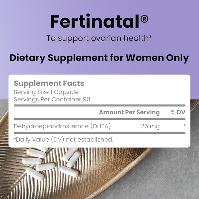 Micronized DHEA Female Natural Plant-Based Fertility Supplement 90-25mg Capsules - 28 Day Supply