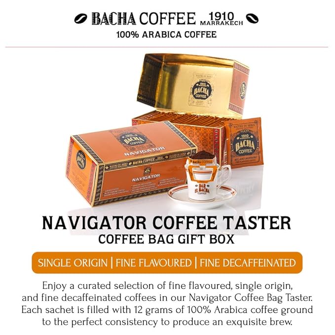 Bacha Coffee | Assorted NAVIGATOR Coffee Taster 100% Arabica Specialty Coffee Beans x25 Individually Wrapped Single Serve Filter Bags