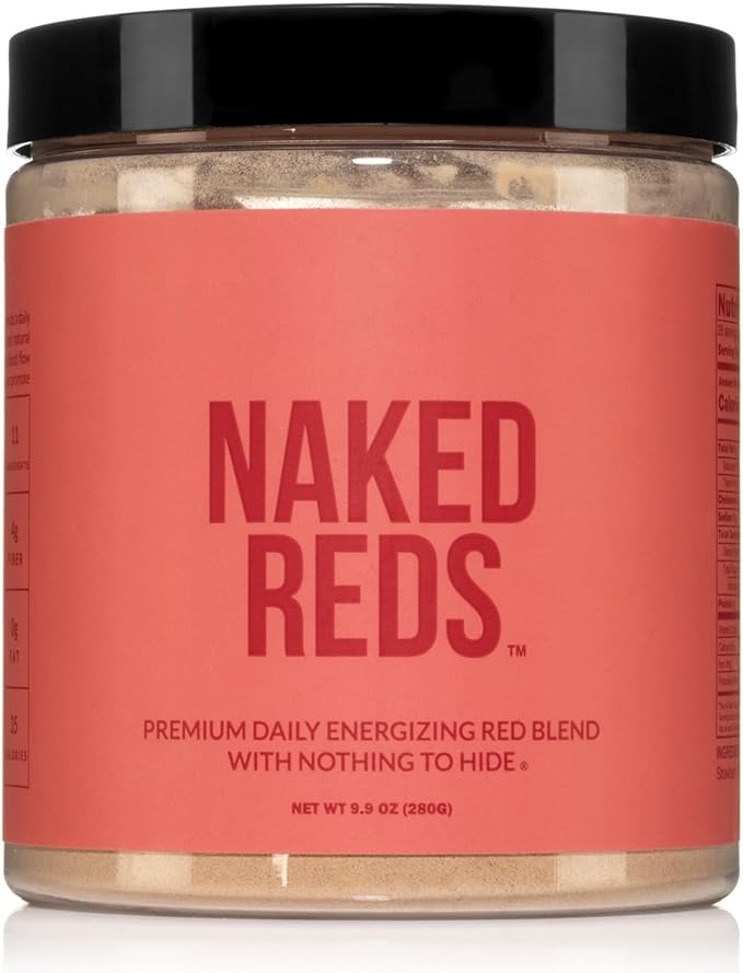 NAKED Reds Superfood Powder - Healthy Energizing Polyphenol Fruit Powder Mix No Fillers No Additives Vegan Non-GMO Gluten Free - 28 Servings