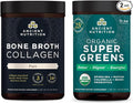 Ancient Nutrition Bone Broth Collagen Powder Pure 30 Servings + Organic Supergreens Powder Greens Flavor 25 Servings
