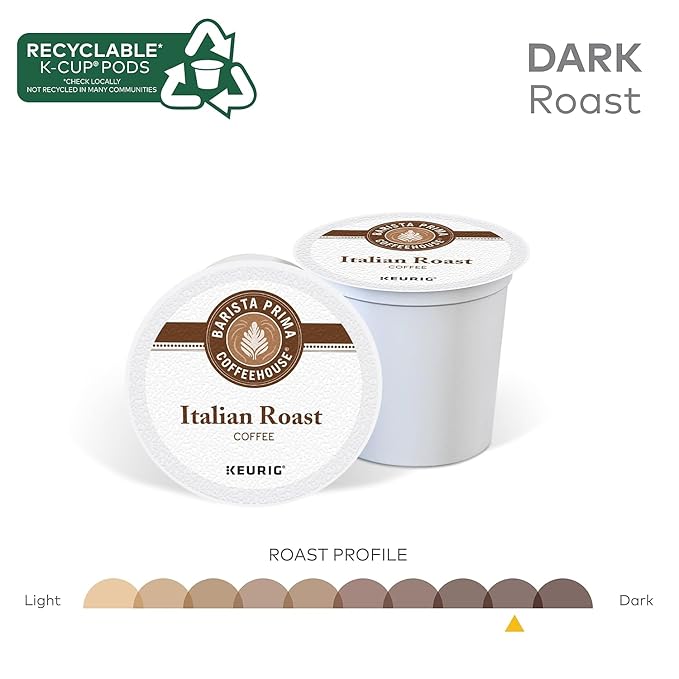 Barista Prima Italian Roast Coffee Keurig K-Cup Pods Dark Roast 96/Carton (66149)