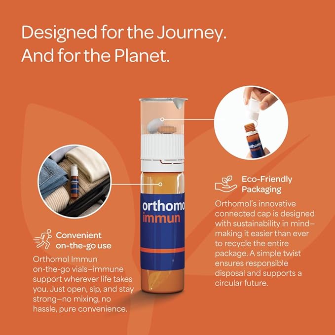 Orthomol Immun Immune Support Supplement Daily Immune System Booster Vitamins A B C D E Zinc Selenium &amp Iodine 7-Day Supply of Tablets &amp Drinkable Vials