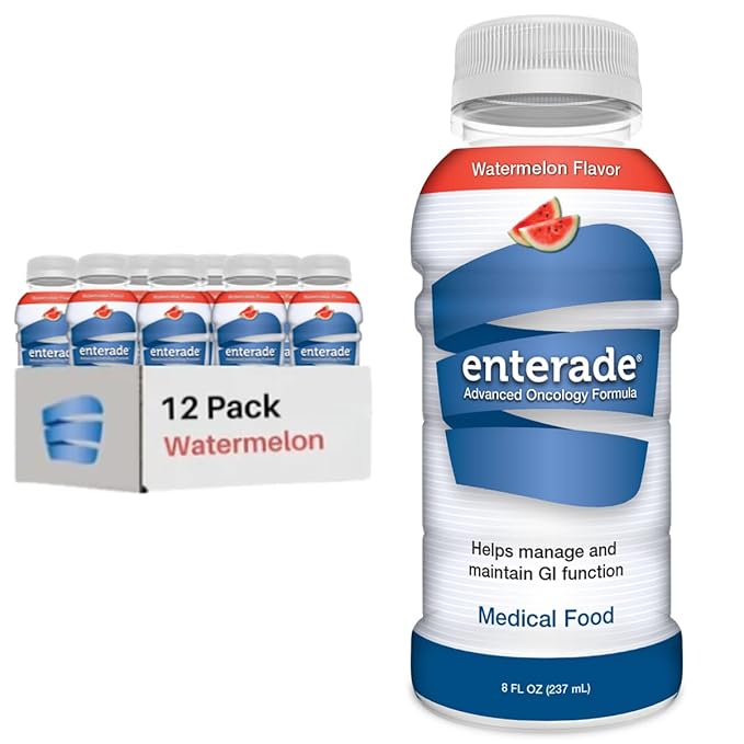 enterade Advanced Oncology Watermelon 12 Pack Clinically Proven Formula to Reduce GI Side Effects Chemotherapy must have for women and men Chemo Supportive Care Beverage Liquid 8 oz Bottles