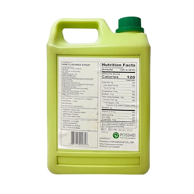 Possmei KiwI Flavored Syrup 5.5 Pound Plastic Jar 1 PacK
