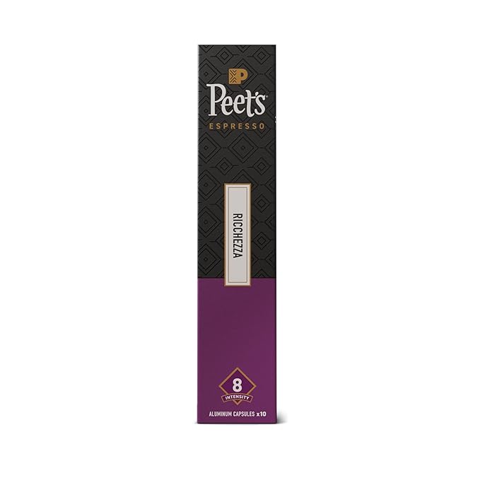 Peet's Coffee Medium Roast Espresso Capsules Compatible with Nespresso Original Machine 100% Arabica Coffee - Ricchezza Intensity 8 50 Count (5 Boxes of 10 Espresso Capsules)