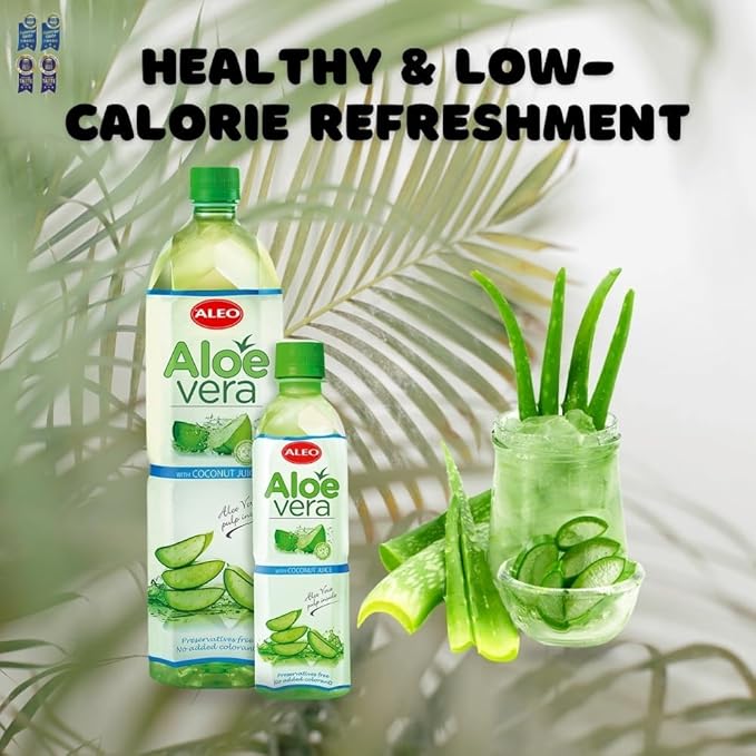ALEO 0.5L x 24 Premium Coconut Aloe Vera Drink - Natural No Preservatives No Artificial Colors Superior Taste Award 2025