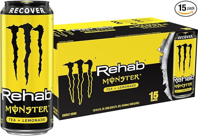 Monster Rehab Tea + Lemonade + Energy Energy Drink 15.5 Ounce | Energy Iced Tea Pack of 15