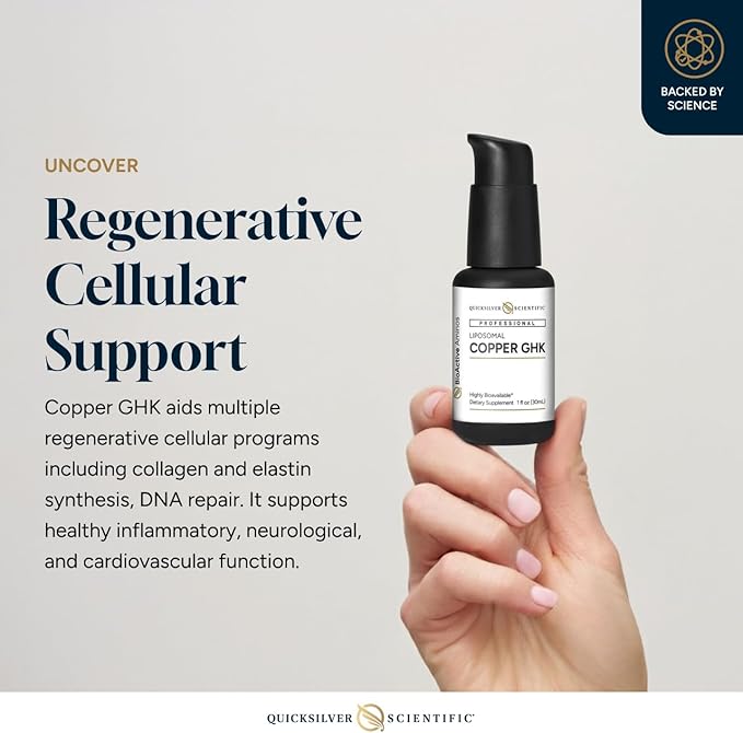 Quicksilver Scientific Oral Liposomal Copper GHK - Oral Liposomal Supplement for Collagen Support - Vegan Gluten-Free Sugar-Free &amp Non-GMO - 1 fl oz (30 Servings)