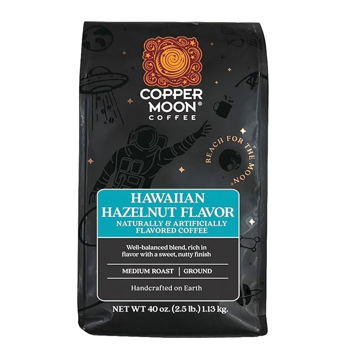 Coppers Moon Coffee Medium Roast Ground Coffee Hawaiian Hazelnut 40 oz