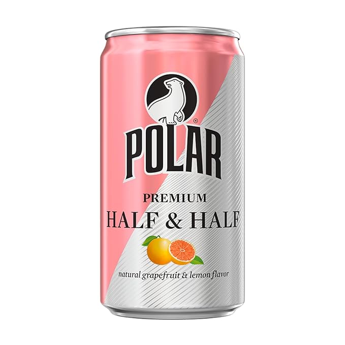 POLAR Half and Half (Grapefruit &amp Lemon) - 24pk 7.5oz Cans | Perfect Blend of Refreshing Citrus | Versatile Mixer for Cocktails and Mocktails