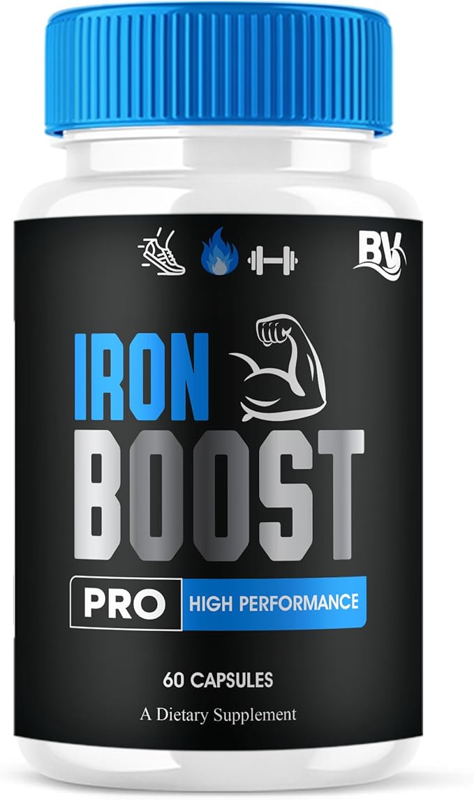 Iron Boost Pro Premium Supplement Capsules Iron Boost Advanced Health Supplement Pills Iron Boost Premium Daily Advanced Health Support and Overall Wellness Formula by Blue Vibe (60 Capsules)