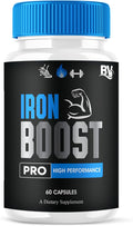 Iron Boost Pro Premium Supplement Capsules Iron Boost Advanced Health Supplement Pills Iron Boost Premium Daily Advanced Health Support and Overall Wellness Formula by Blue Vibe (60 Capsules)