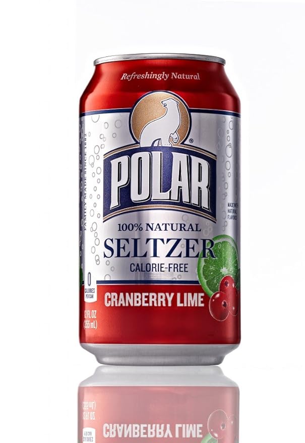 Polar Seltzer Cranberry Lime 12oz Cans (Pack of 18 Total of 216 Oz)
