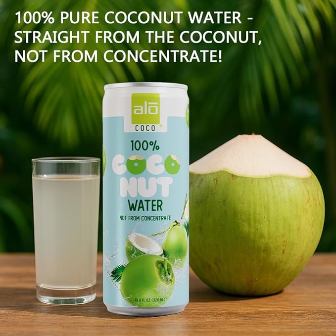 ALO Slim Can Juice | Not From Concentrate | 100% Pure Coconut Water