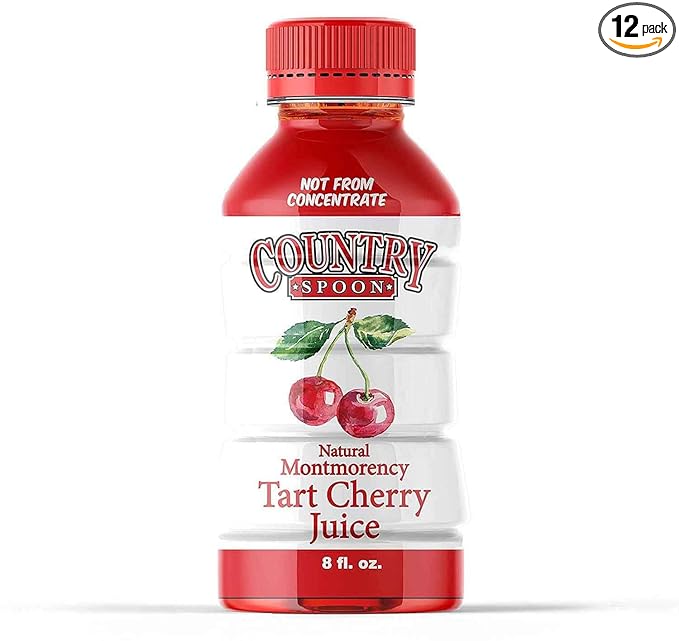 Country Spoon 100% Tart Cherry Juice (70+ Tart Cherries Per 8 oz) 12 Pack | Not from Concentrate Single Ingredient Drink Melatonin Rich Healthy Fruit Drink (Cherry)