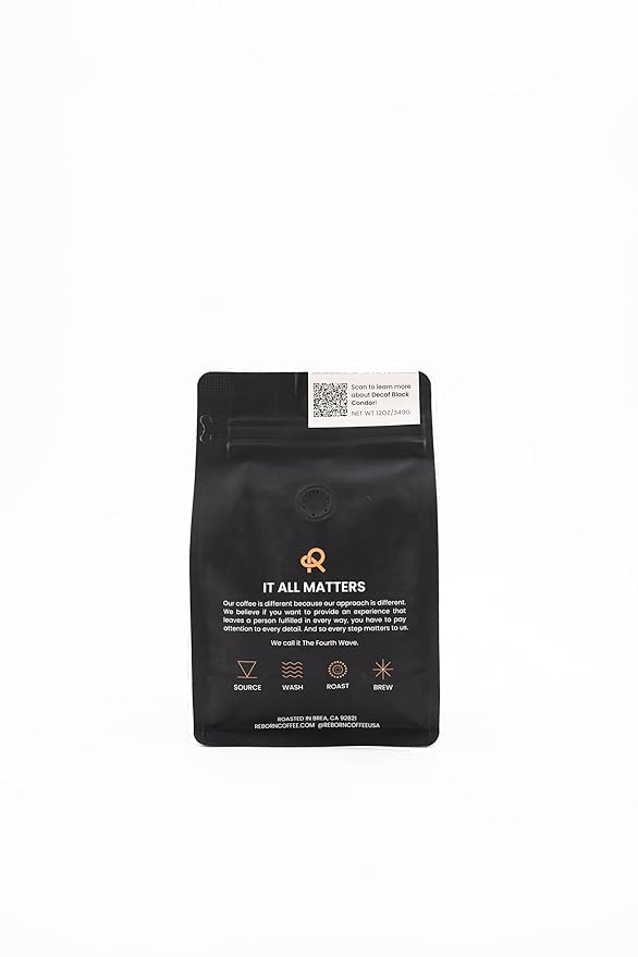 Reborn Coffee Specialty Whole Bean Decaf Coffee Medium Roast 12 Ounce Colombia Condor Tolima Flavor Notes of Berry Caramel Peach and Cinnamon