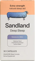 Sandland Deep Sleep with Melatonin Natural Daily Sleep Supplement 30 Capsules 3mg Melatonin Magnesium Valerian Root L-Theanine Lemon Balm and Chamomile Made in The USA