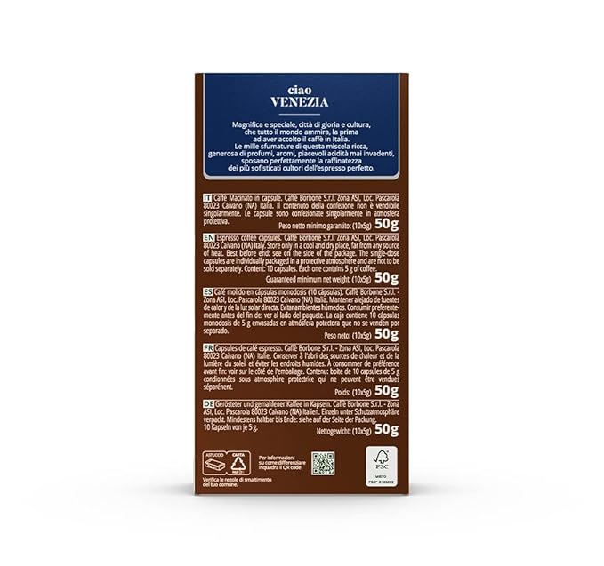 Caffè Borbone Ciao Venezia Aluminum Capsules Compatible with Nespresso Original Machines Medium Roast 100 Count