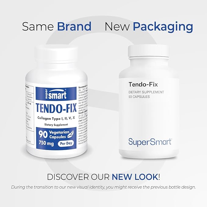 Supersmart - Tendo-Fix 750 mg Per Day - Increases Joint Mobility with Collagen | Non-GMO &amp Gluten Free - 90 Vegetarian Capsules