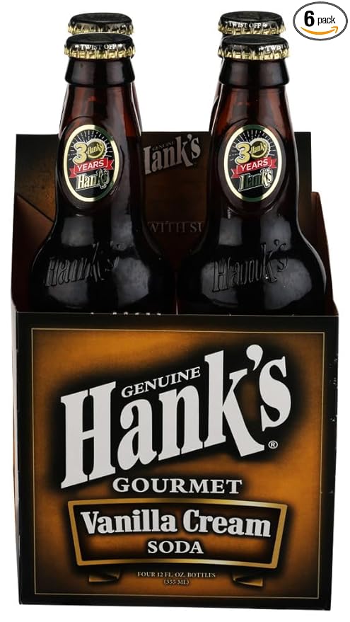 Hank's Soda Vanilla Cream 4 Pack 48 fl oz (Pack of 6)