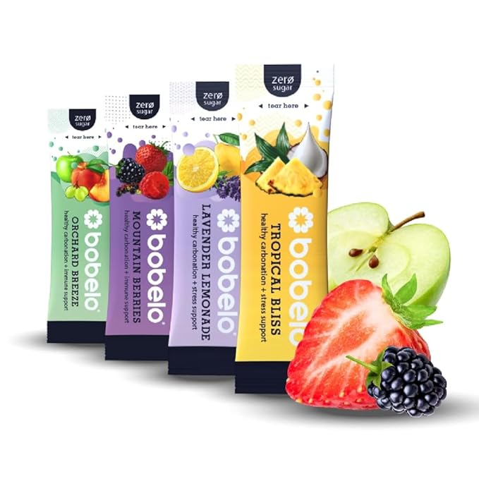 Bobelo Self Carbonating Hydration Packets Variety 40 Pack Sparkling Water &amp Soda Alternative Sugar Free Electrolytes Powder Packets Water Enhancer Drink Mix Low Calorie Keto Friendly