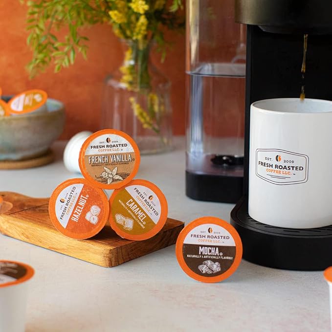 Fresh Roasted Coffee The Great Eight Flavored Coffee Pod Variety Pack K-Cup Compatible 96 Count