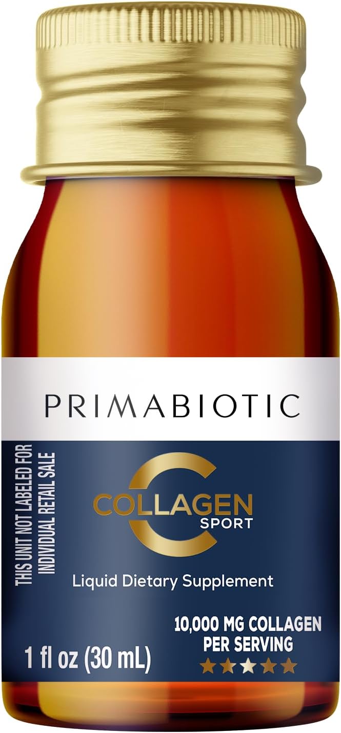 PRIMABIOTIC Liquid Collagen Sport- High Collagen Content [10000 Mg] Per Serving - Hydrolyzed Collagen Drink and 12 Vitamins Orthosilicic Acid | Helps Bone Health Hair Nails | (30 Bottles x 30 ML)