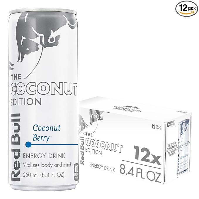 Red Bull Coconut Edition Energy Drink Coconut Berry with 80mg Caffeine plus Taurine &amp B Vitamins 8.4 Fl Oz Pack of 12 Cans