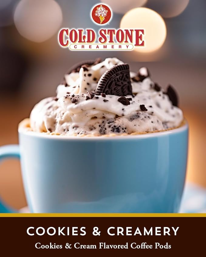 Cold Stone Creamery Beverages Cookies and Creamery Ice Cream Flavored Coffee Pods Compatible with K Cup Brewers Including 2.0 40 Count