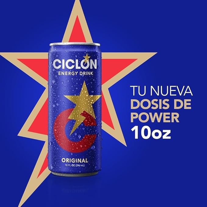 Ciclon Original Energy Drink – 24 Pack 10 fl oz Cans – Smooth Refreshing Taste with 95mg Caffeine B Vitamins &amp Taurine – No Preservatives Premium Energy for Work Study &amp Sports