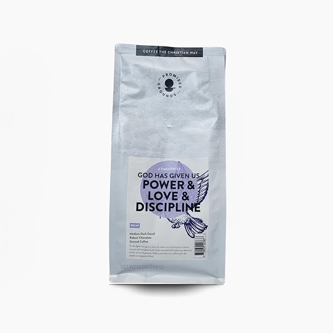 2 Timothy 1:7 Decaf Ground Coffee – Medium Dark Roast 12oz Bag – Bold Naturally Decaffeinated &amp Smooth – Ethically Sourced Arabica Beans – Freshly Roasted in Texas – Supports Clean Water Initiat