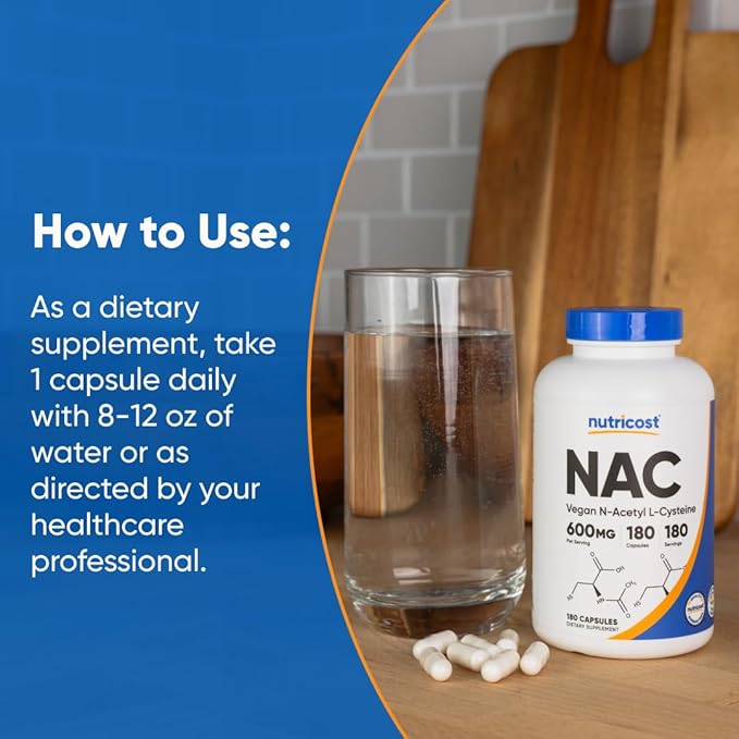 Nutricost N-Acetyl L-Cysteine (NAC) 600mg 180 Capsules - Non-GMO Gluten Free (Pack of 2)