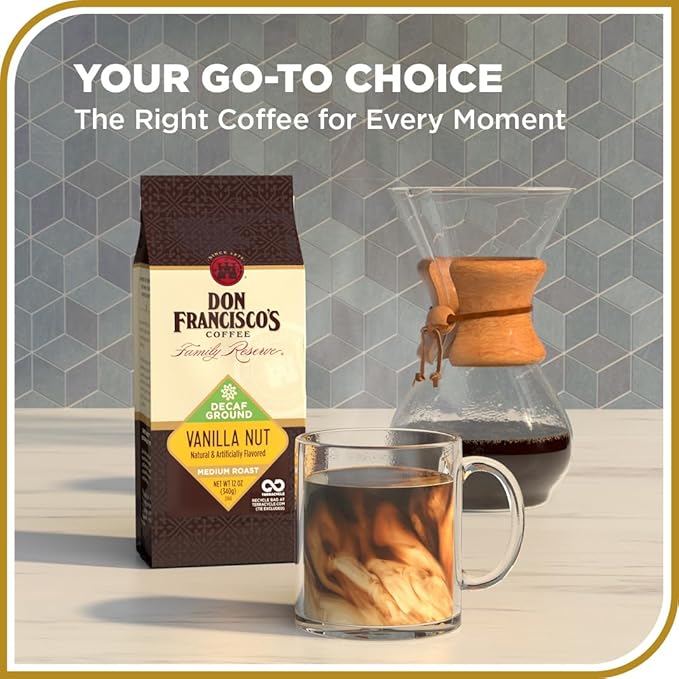Don Francisco's Decaf Vanilla Nut Ground Coffee Medium Roast – 100% Arabica Flavored Coffee 3-Pack of 12 oz Bags