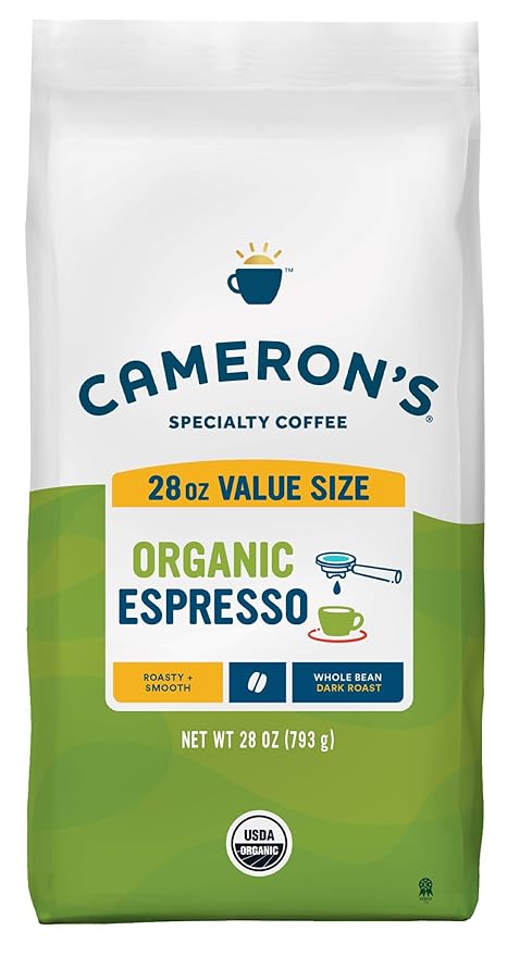 Cameron's Coffee Roasted Whole Bean Coffee Organic Espresso 28 Ounce