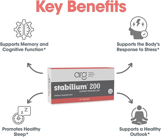 Allergy Research Group Stabillium 200 - Natural Sleep Aid for Adults Without Melatonin Nighttime Calm Support Supplement to Relax Deep Restful Sleep Support - 30 Capsules (Pack of 1)
