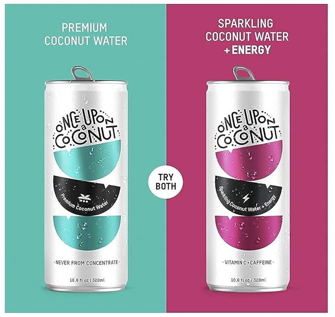 Once Upon a Coconut - 100% Pure &amp Natural Coconut Water (10.8 Fl Oz Cans) | No Sugar Added - Electrolytes - No Pulp - Non-GMO - Gluten Free - Pack of 6 Cans