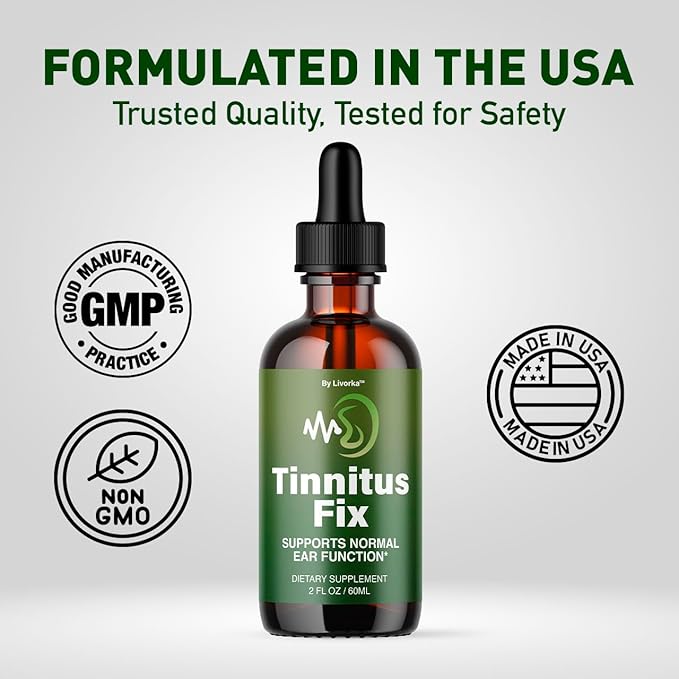 (2 Pack) TinnitusFix Drops - Official TinnitusFix Advanced Liquid Hearing Support Drop All Natural TinnitusFix Supplement Vitamins for Ear &amp Hearing Wellness Support Reviews 2 Bottles for 2 Mont