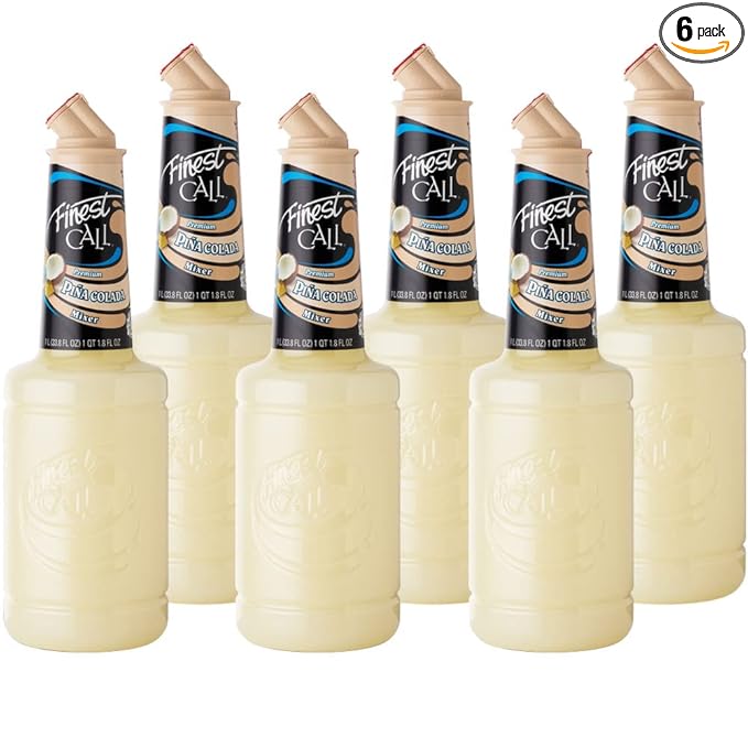 Finest Call Premium Pina Colada Drink Mix 1 Liter Bottle (33.8 Fl Oz) Pack of 6