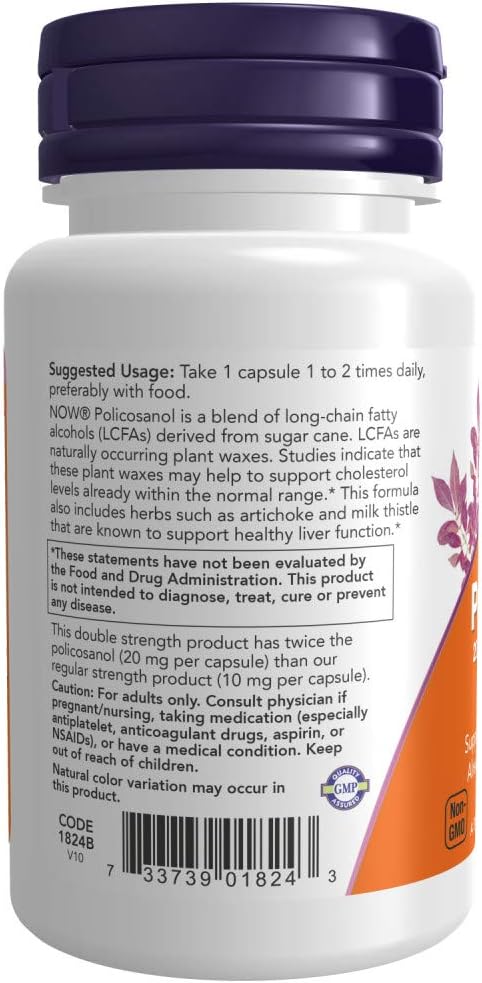NOW Foods Policosanol Double Strength 90 Vegetable Capsule (Pack of 2)